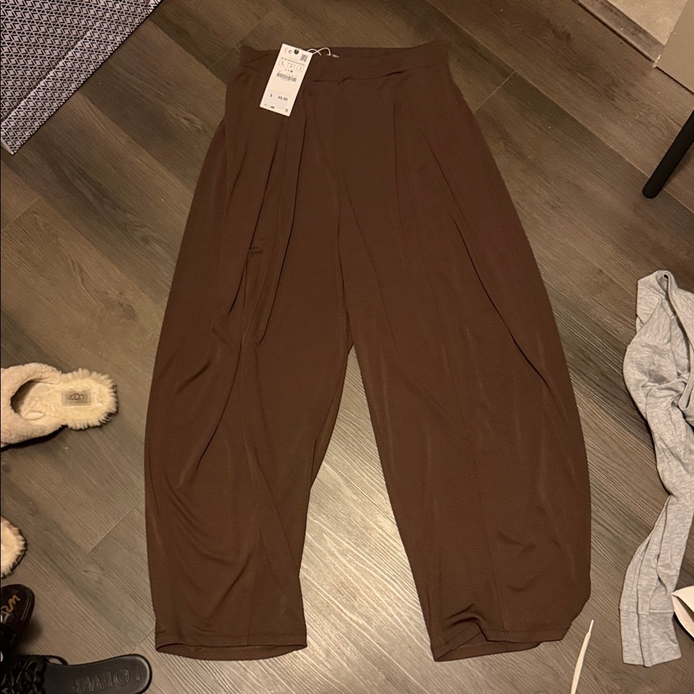 Zara Chocolate Wide Leg Pants